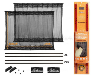 Шторки солнцезащитные раздвижные L (Д*В: 60*47-53см), цвет черный AIRLINE, ASPS-S-10
