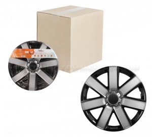 Колпаки колесные 16" "Гелакси Т", серебристый/черный, карбон, компл. 2 шт. AIRLINE, AWCC-16-23