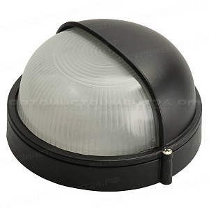 Светильник уличный СВЕТОЗАР влагозащищенный с верхним защитным кожухом, круг, цвет черный, 60Вт