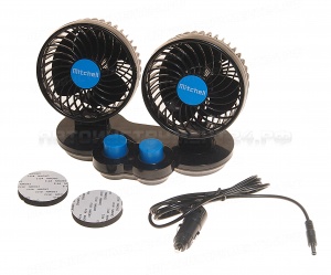 Вентилятор HX-307 12см (4.5") 12V (7.5W) диммер, двойной, с регулируемыми углами обдува black/blue MITCHELL 1/24 NEW