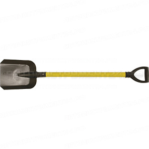Лопата совковая с желтым металлизированным черенком и V-pучкой 220х270х1060 мм