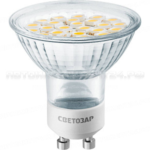 Лампа СВЕТОЗАР светодиодная "LED technology", цоколь GU10, яркий белый свет (4000К), 230В, 5Вт (35)
