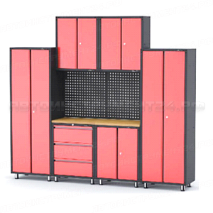 Комплект металлической гаражной мебели RF-01462 9пр. (шкаф навесной- 2шт,напольный- 3шт,ящик- 1шт,перфорация- 2шт,столешница- 1шт) ROCKFORCE /1