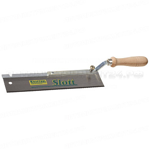 Ножовка пазовая для пиления впотай (пила) KRAFTOOL SLOTT-R, 250 мм, 15/16 TPI, зуб мелкий, прямой, кинжального типа