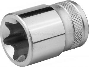 Торцовая головка KRAFTOOL "INDUSTRIE QUALITAT", Cr-V, внешний TORX, хромосатинированная, 1/2", Е 22.