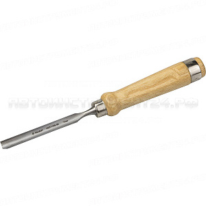 Стамеска-долото ЗУБР "ЭКСПЕРТ" полукруглая с деревянной ручкой, хромованадиевая сталь, 12мм