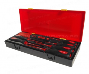 Набор отверток SL 3-SL5.5, PH0-PH2 диэлектрических с ножом 7 предметов в кейсе JTC