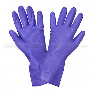 Перчатки ПВХ хозяйственные с подкладкой (L), фиолетовые AIRLINE, AWG-HW-11