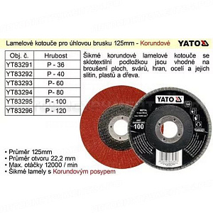 Круг лепестковый 125мм P40 "Yato" Yato YT-83292(G003030
