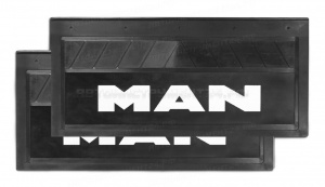 Брызговик задн. 660*270*7 MAN, резина, объемный, белая надпись, 6 отверстий, к-т