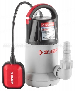 Насос погружной, ЗУБР ЗНПЧ-750, дренажный, для чистой воды, пропускная способность 250 л/мин, 750Вт, напор 8.5 м