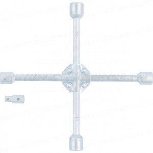 Ключ-крест баллонный, 17 х 19 х 21 х 22 мм, под квадрат 1/2, усиленный, с переходником на 1/2. STELS