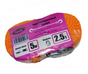 Трос буксировочный лента, 2-крюка 5м (2,5т) ширина ленты 50мм (50 шт уп)