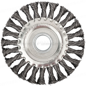 Корщетка-колесо, посадочный диаметр 22,2 мм, стальная витая проволока 125 мм