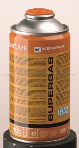 Баллон с газом KEMPER 576 SUPERGAS(резьб. бал, 300мл/175гр,Бутан70/Пропан30%, темп 1900/2850С)