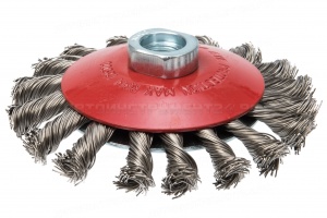 Щетка коническая, жгутовая, для УШМ № 539 ПрофОснастка Эксперт D100 мм М14*2 RPM 12500 SS (нерж) 0,5