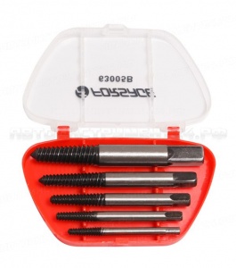 Набор экстракторов резьбы 5 предметов(М3-М18; :3-6мм, 6-8мм, 8-11мм, 11-14мм, 14-18мм; "мелкий шаг"), в пластиковом футляре Forsage F-63005B