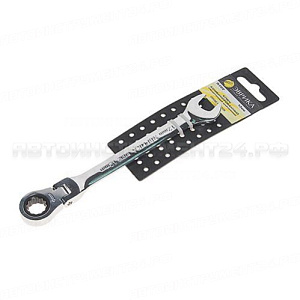 Ключ комбинированый ER-61012H трещоточный шарнирный 12мм (на держателе) ЭВРИКА 10/200