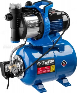 Станция насосная Т5 автоматическая, ЗУБР Профессионал НАС-Т5-900-С, 900Вт, 60л/мин, напор 42 м, бак 24л, корпус нерж. сталь, фильтр, обратный клапан