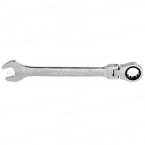 Ключ комбинированный трещоточный, 19 мм, CrV, шарнирный, зеркальный хром. MATRIX PROFESSIONAL