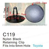 Клипса для крепления внутренней обшивки а/м Тойота пластиковая (100шт/уп.) Forsage клипса C0119(Toyota)