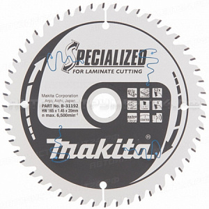 Пильный диск для ламината 165x1.0x20 мм, 52T, 5G, TCG Makita B-31192