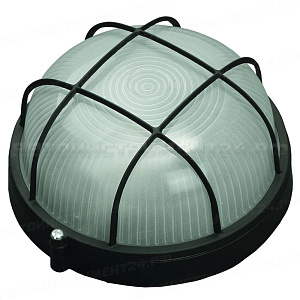 Светильник уличный СВЕТОЗАР влагозащищенный с решеткой, круг, цвет черный, 60Вт