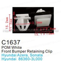 Клипса для крепления внутренней обшивки а/м Хендай пластиковая (100шт/уп.) Forsage клипса F-C1637(Hyundai)