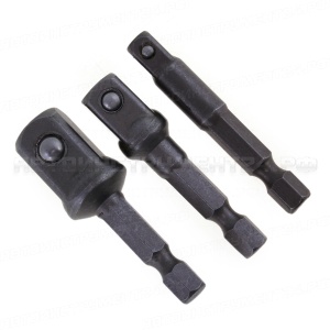 Набор адаптеров 3 предмета L=150, E-1/4", на квадрат 1/4", 3/8", 1/2"