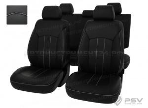 Чехлы Hyundai i40 2011 черный/отстрочка белая, экокожа "Оригинал"