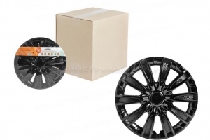 Колпаки колесные 14" "Торнадо", черный глянец, карбон, компл. 2 шт. AIRLINE, AWCC-14-09