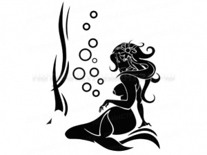 Наклейка РУСАЛКА наружная внутренняя серебро (к-т на 2 стороны) 42х46см, шт