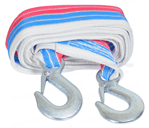 Трос буксировочный ленточный 5 тонн 5метров с 2-мя крюками + перчатки в сумке
