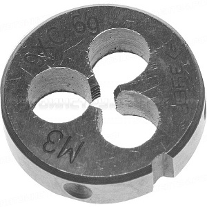 Плашка ЗУБР "МАСТЕР" круглая ручная для нарезания метрической резьбы, М3 x 0,5