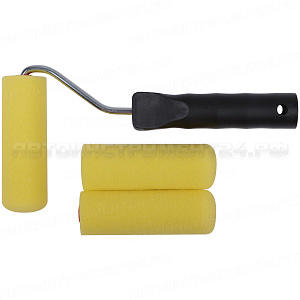 Валик поролоновый желтый с ручкой "мини" 100 мм + 2 сменных ролика