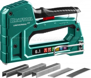 Степлер для скоб "Universal HD" 6-в-1: 53 (6-14 мм)/53F (8-14 мм)/140 (8-14 мм)/13 (6-14 мм)/300 (16 мм)/500 (16 мм), литой, алюм. корп., KRAFTOOL