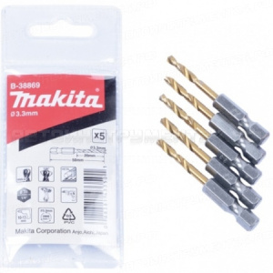 Сверло по металлу, 3.3x50 под заклепку, 1/4, 5 шт Makita B-38869