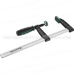 Струбцина, KRAFTOOL 32011-080-300, тип "F", DIN 5117, двухкомпонентная ручка, 80х300мм