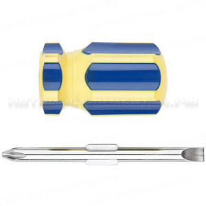 Отвертка с переставным жалом "коротыш", CrV сталь, сине-желтая пластиковая ручка 6х32 мм PH2/SL6