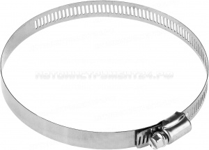 Хомуты, нерж. сталь, просечная лента 12.7 мм, 105-127 мм, 50 шт, ЗУБР Профессионал