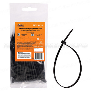 Стяжки (хомуты) кабельные 2,5*100 мм, пластиковые, черные, 100 шт. AIRLINE, ACT-N-18