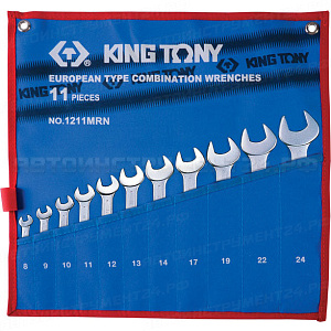 Набор комбинированных ключей, 8-24 мм, чехол из теторона, 11 предметов KING TONY 1211MRN