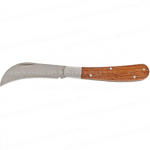 Нож садовый, 170 мм, складной, изогнутое лезвие, деревянная рукоятка. PALISAD