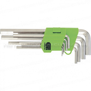 Набор ключей имбусовых HEX, 1,5-10 мм, 45x, закаленные, 9 шт, короткие, никель. СИБРТЕХ