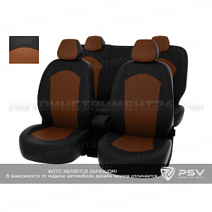Чехлы Toyota Rav4 IV 2012-> черно-св.коричневая экокожа "Оригинал"