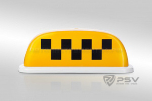 Знак "TAXI" (шашка) 4 магнита - малый, подсветка 12V, желтый TX-sm-y (ХИТ ПРОДАЖ)