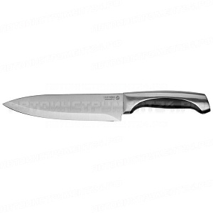 Нож LEGIONER "FERRATA" шеф-повара, рукоятка с металлическими вставками, лезвие из нержавеющей стали, 200мм