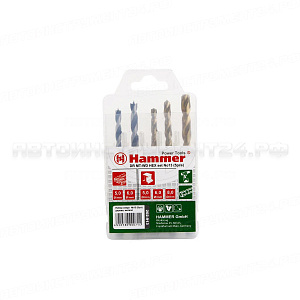 37081 Набор сверл Hammer Flex 202-913 DR set No13 HEX (5pcs) 5-8mm металл\дерево, 5шт. Hammer 202-913