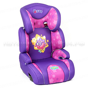 Детское кресло "Смешарики", группы 2/3 (15-36 кг/3-12 лет), полиэстер, поролон 3 см, фиолетовый с Ёж