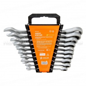 Набор ключей комбинир.трещот. 10 предм. (8,10,12,13,14,15,17,19,22,24мм) пласт.держат. AIRLINE, AT-10-51